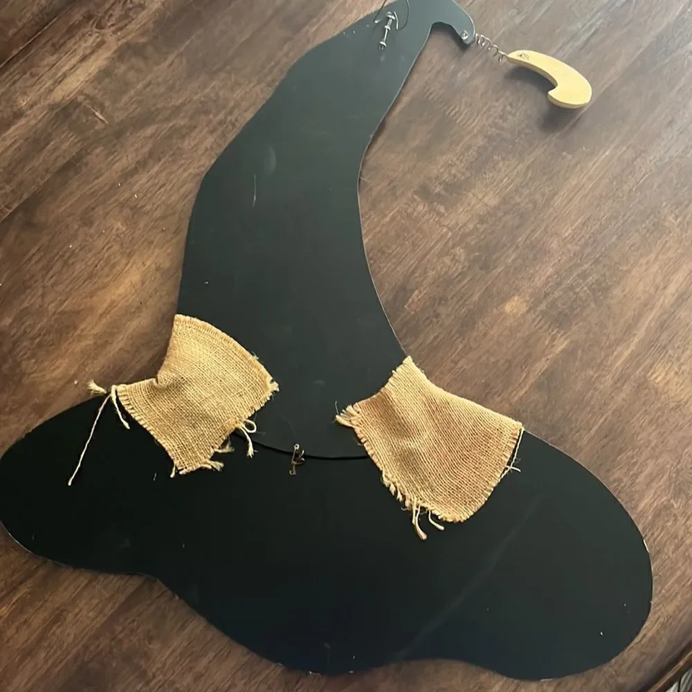 Halloween Farmhouse Black Wood Witch Hat Hanging “Trick or Treat” Decor-21”by17”